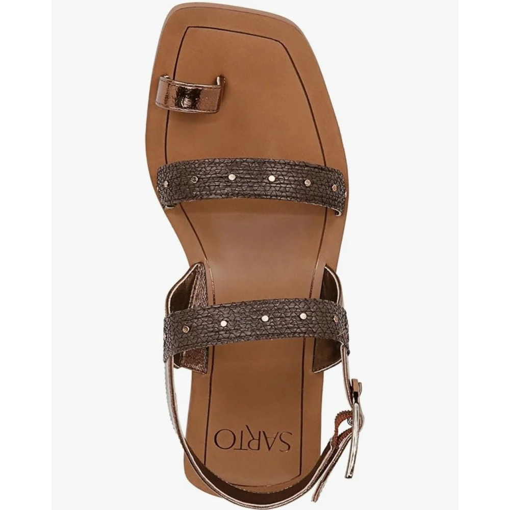 Franco Sarto Women's Classic Flat Sandal Brown Raffia SZ 8 M